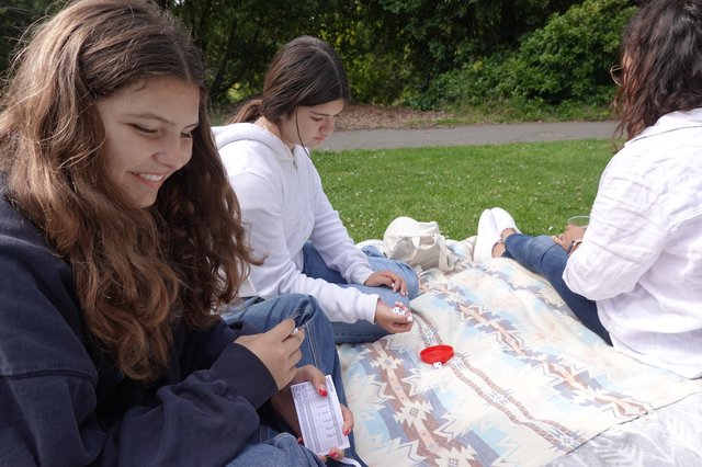 Friends Enjoying Summer Picnic in Park