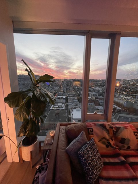 Urban Sunset View from Living Room