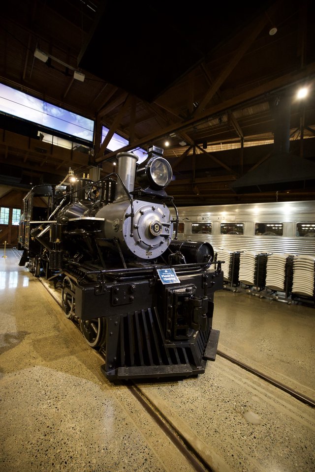 Restored Steam Locomotive and Streamliner Train Display