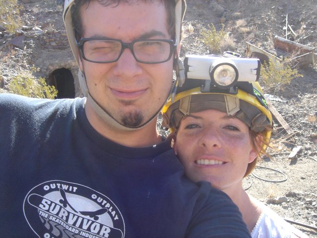 Couple Poses Outside Desert Mine Entrance 2004