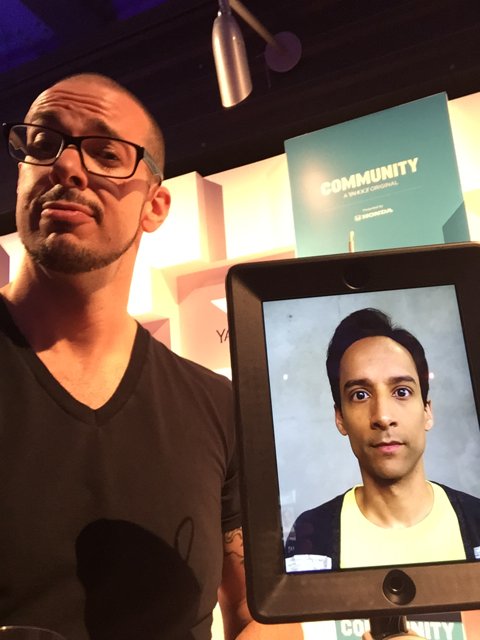 Danny Pudi Poses with His Digital Reflection