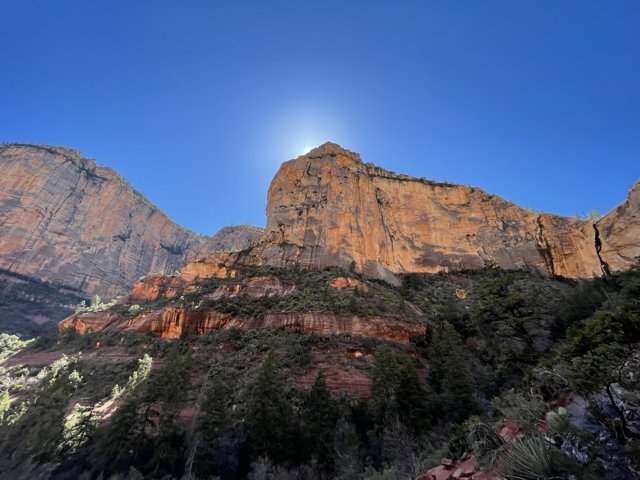 Majestic Canyon Walls Under a Glowing Sun
