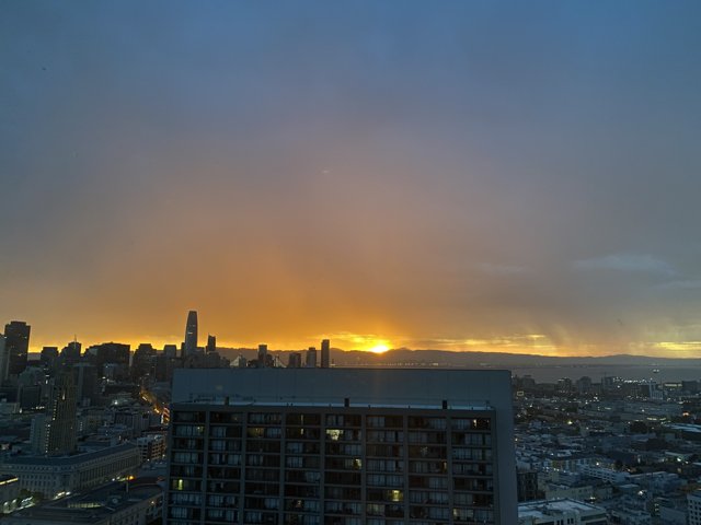 Golden Sunset over San Francisco Skyline