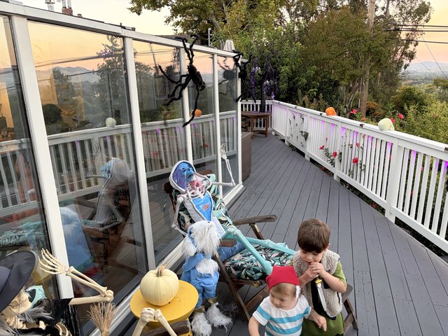 Halloween Deck Decorations with Skeleton and Children
