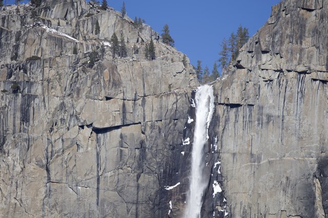 Yosemite Falls Cascading Between Towering Granite Cliffs