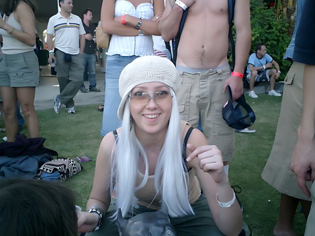 White-Haired Lady Enjoying Coachella