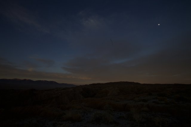 Moon and Plane over Anza Borrego Desert