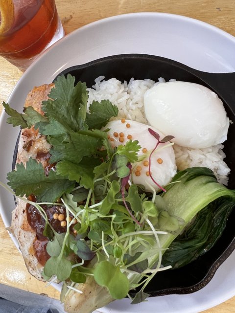 Rice and Veggie Bowl with Poached Egg