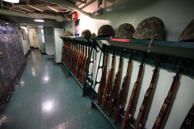 Military Rifle Armory Aboard USS Hornet Aircraft Carrier