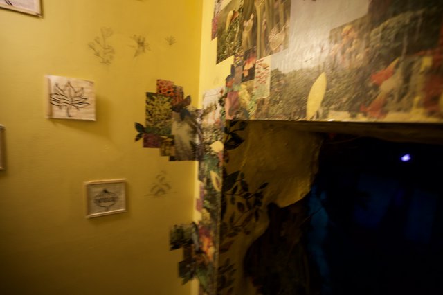 Art-Filled Yellow Corner Gallery Wall Display