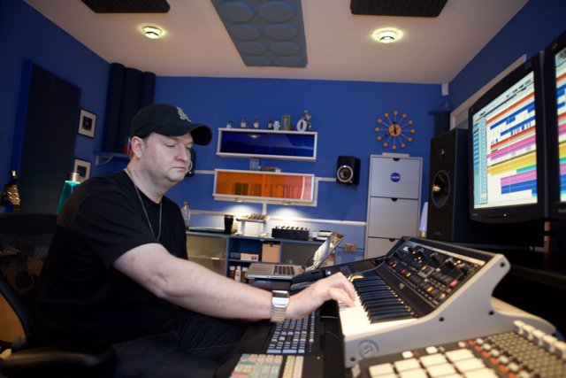 DJ Dan laying down fresh beats in the studio