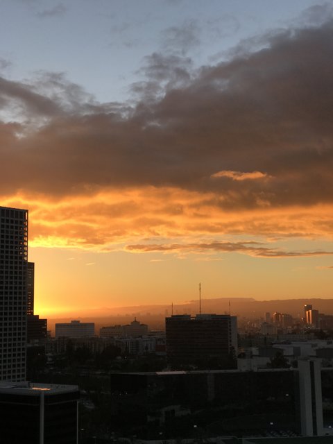 Sunset Silhouette of Los Angeles Skyline