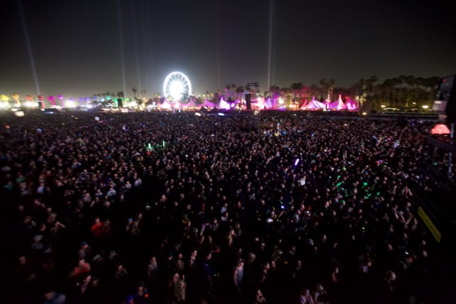 Coachella Concert Crowd under Night Sky