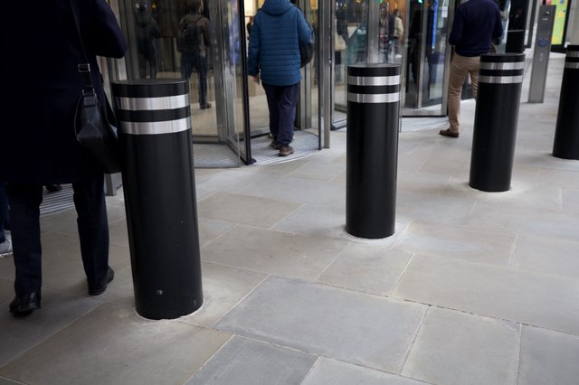 Security Bollards at Modern Building Entrance in London