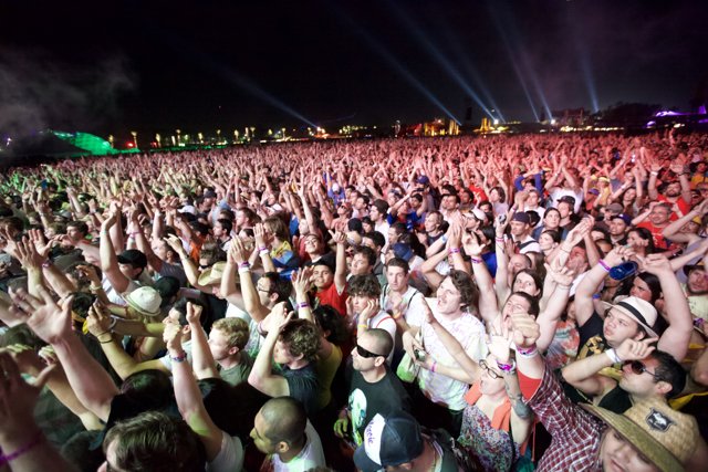 Crowded Night at Coachella Music Festival