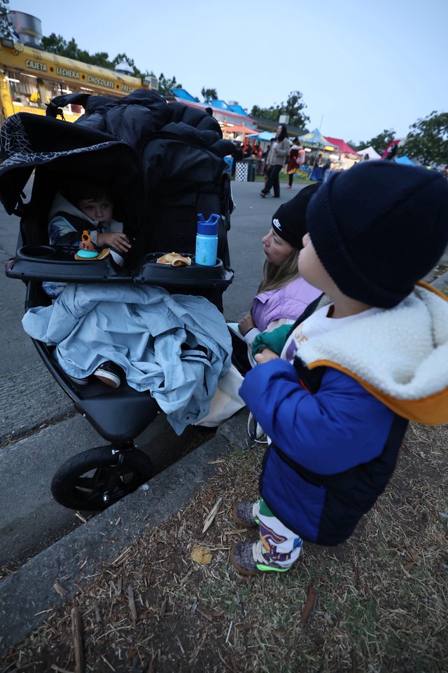 Children at Dusk During Hot Air Balloon Festival