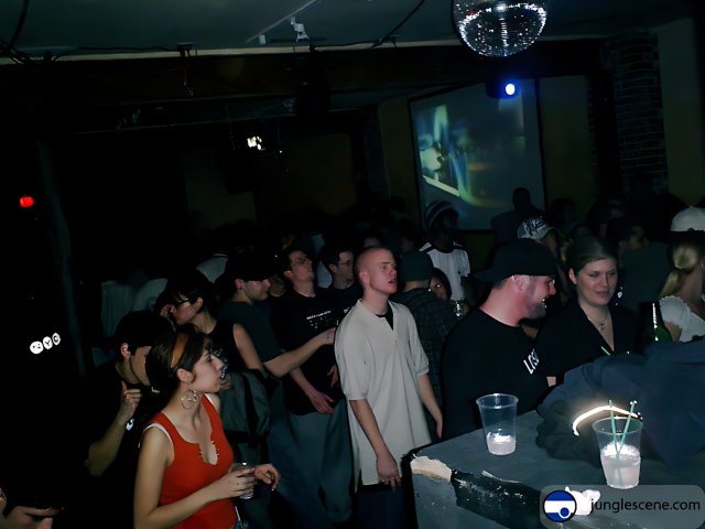 Nightclub Party with Man on Screen