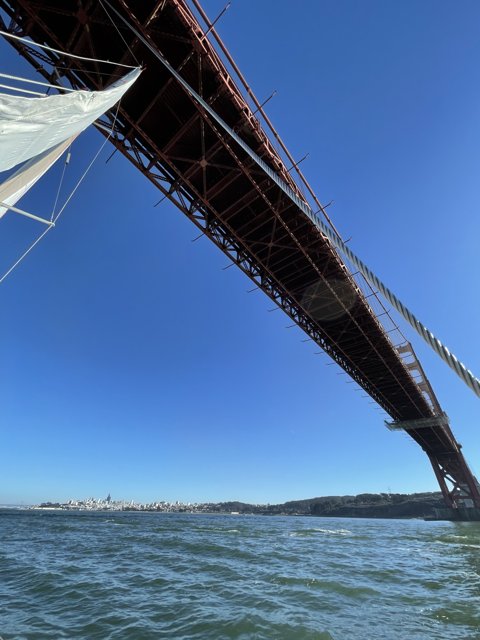 Golden reflections of the San Francisco Bridge