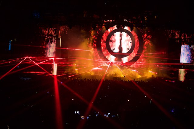 Red and White Light Spectacle at Coachella Concert