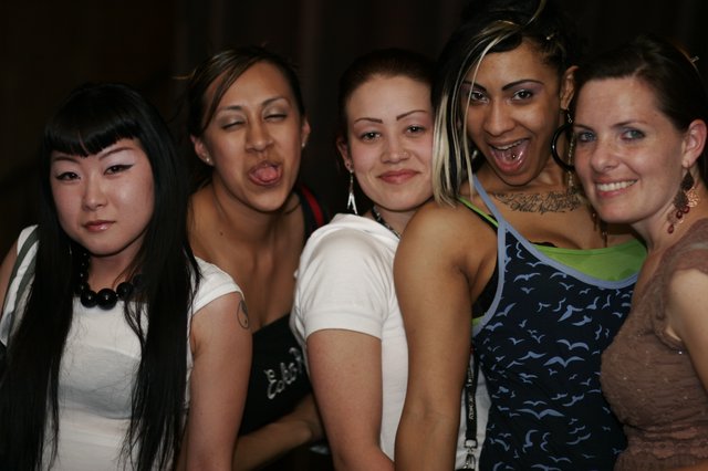 Five Friends Celebrating at Respect JS Anniversary Party