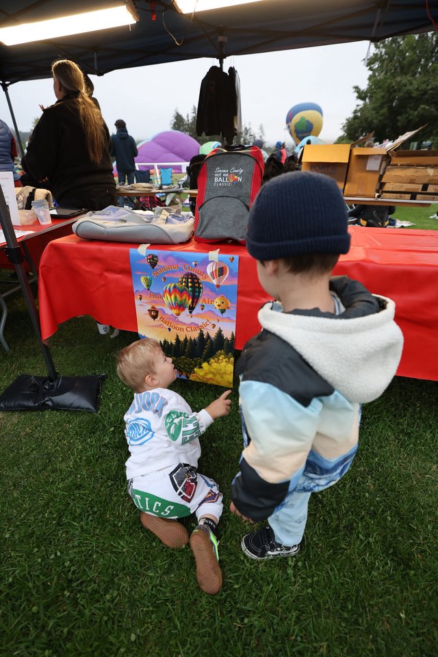 Young Children Discover Hot Air Balloon Festival Poster