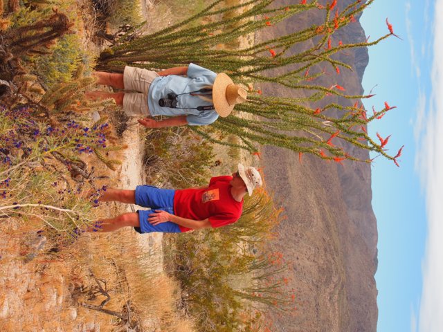 Two Men Embracing the Desert Landscape