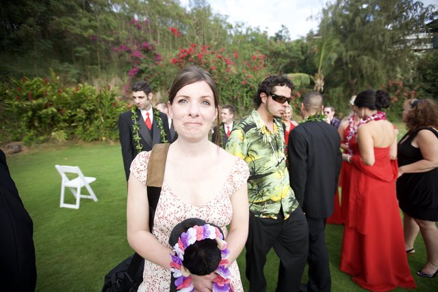 Emotional Guest at Outdoor Hawaiian Wedding Ceremony