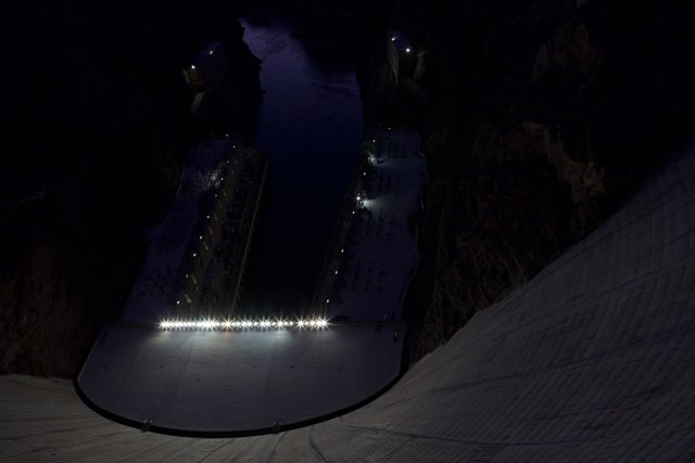 Nighttime Overlook of Hoover Dam