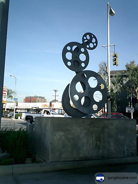 Movie Reel Monument on a Pedestal