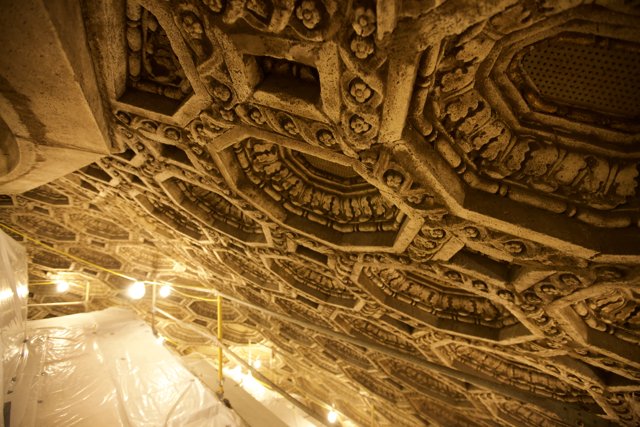 Intricate Carvings of the Temple Theater Ceiling