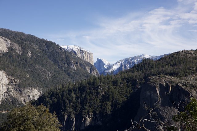 Half Dome Framed by Snow-Capped Yosemite Valley