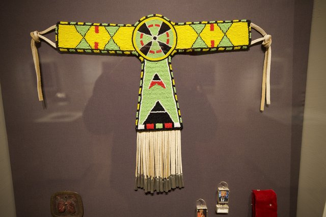 Native American Beaded Ceremonial Cross with Geometric Patterns