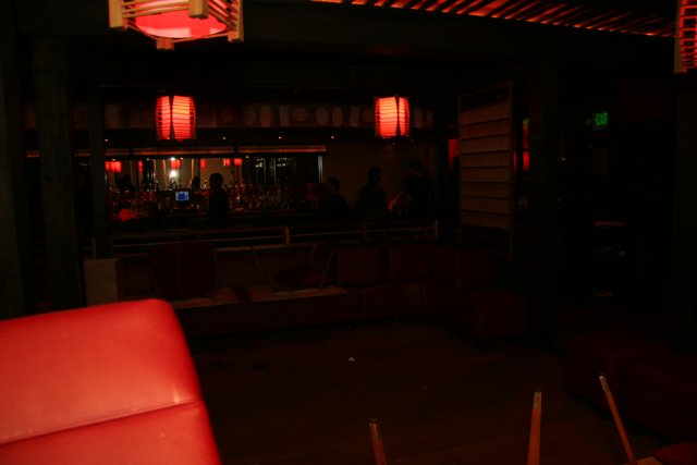 Red Couch and Lanterns at the Pub