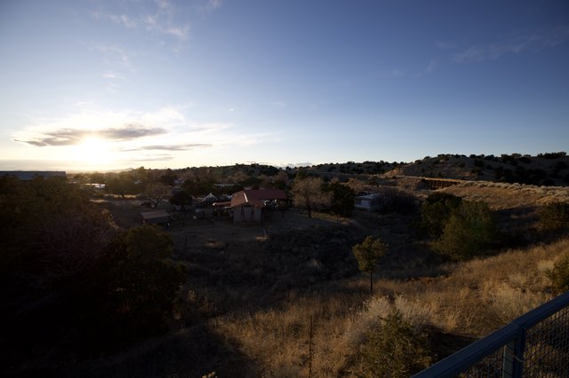 Sunset Over Desert Settlement in New Mexico
