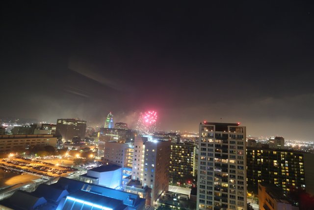 Night Skyline Fireworks Display