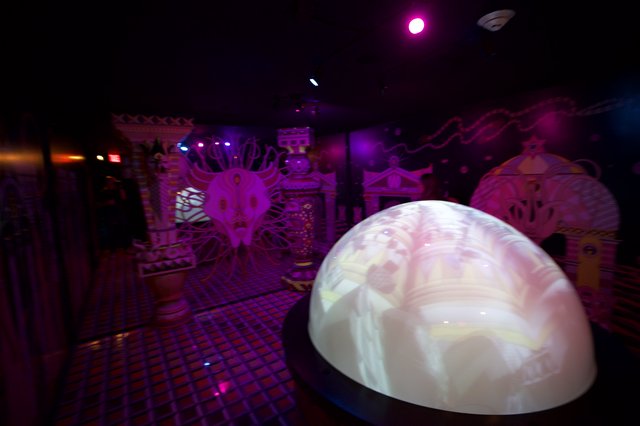 Illuminated Dome in Purple-Lit Immersive Art Installation