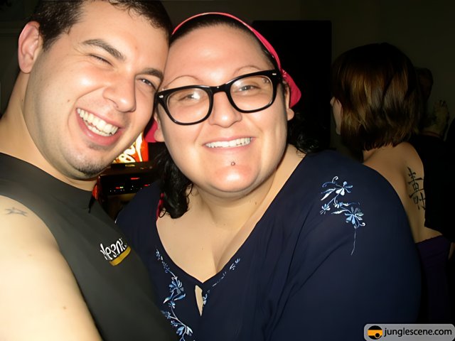 Smiling Duo in Trendy Glasses