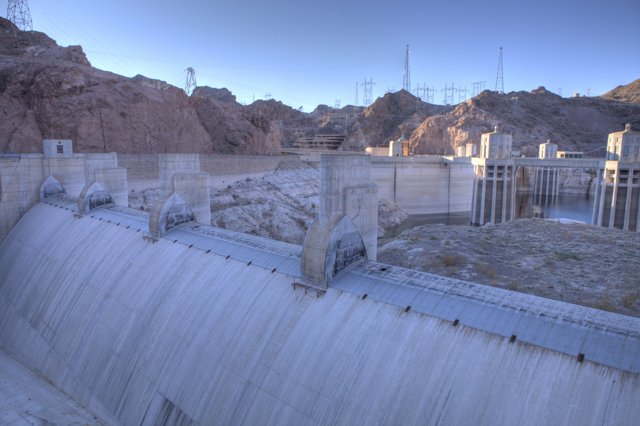 Majestic Hoover Dam Against the Blue Sky