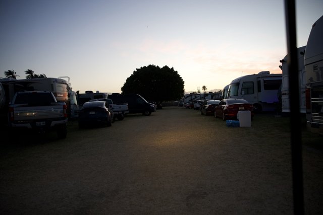 Dusk Settles Over Coachella Parking