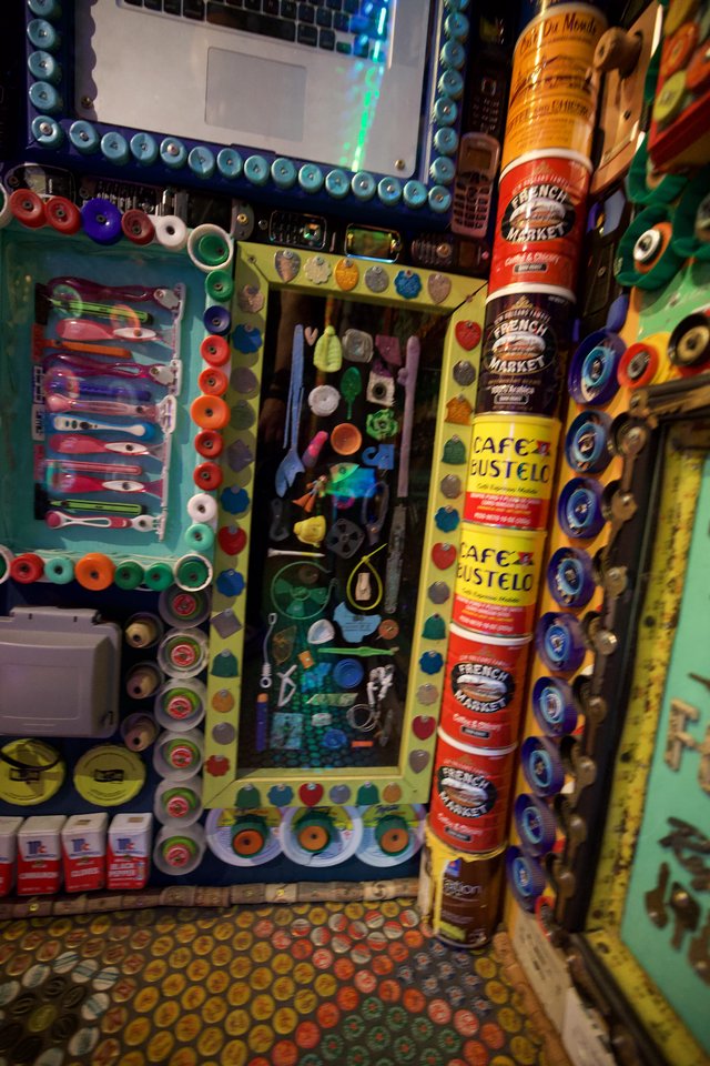 Eclectic Mixed-Media Art Installation with Found Objects