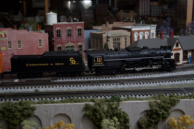 Model Train Chugs Through Picturesque Town