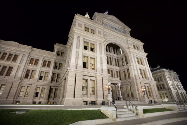 Illuminated Texas State Capitol Building at Night