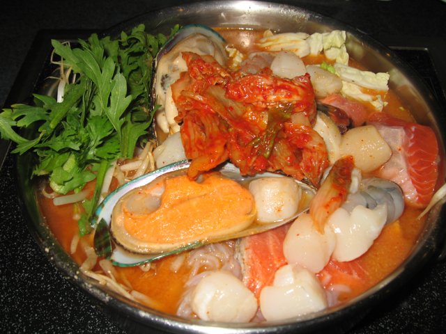 Seafood Stew in a Metal Bowl