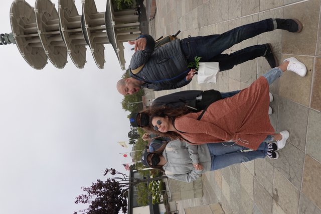 Tourists Posing at Japanese Peace Pagoda