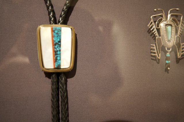Southwestern Bolo Tie and Thunderbird Pin Display