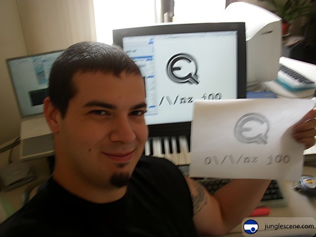 Dave B proudly showcases his new computer logo