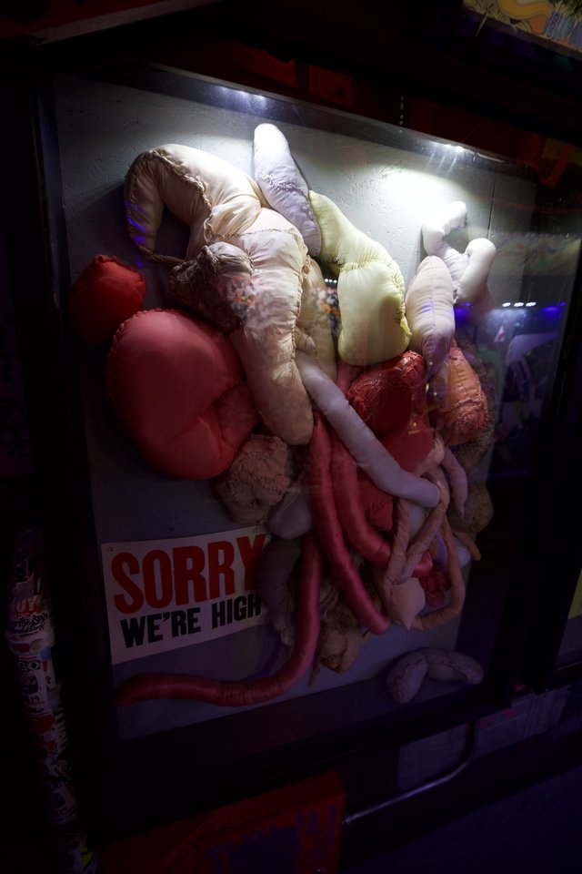 Whimsical Window Display with Inflatable Body Parts