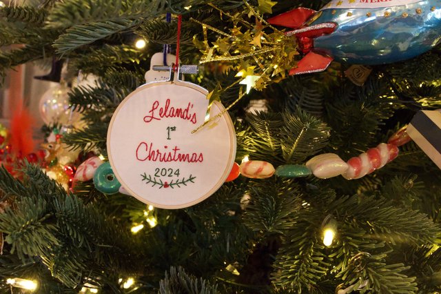 Leland's First Christmas Ornament on Tree 2024