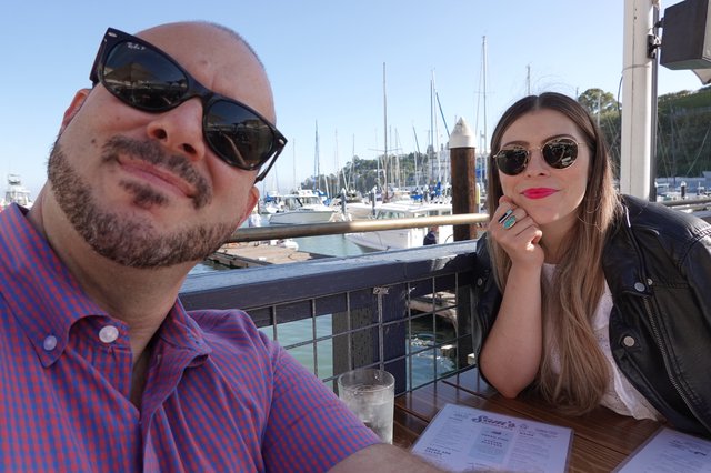 Couple Dining at Waterfront Marina Restaurant