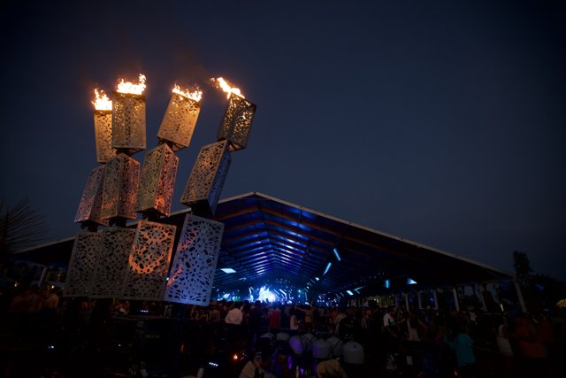 Fiery Urban Sculpture Lights Up Coachella Night Sky